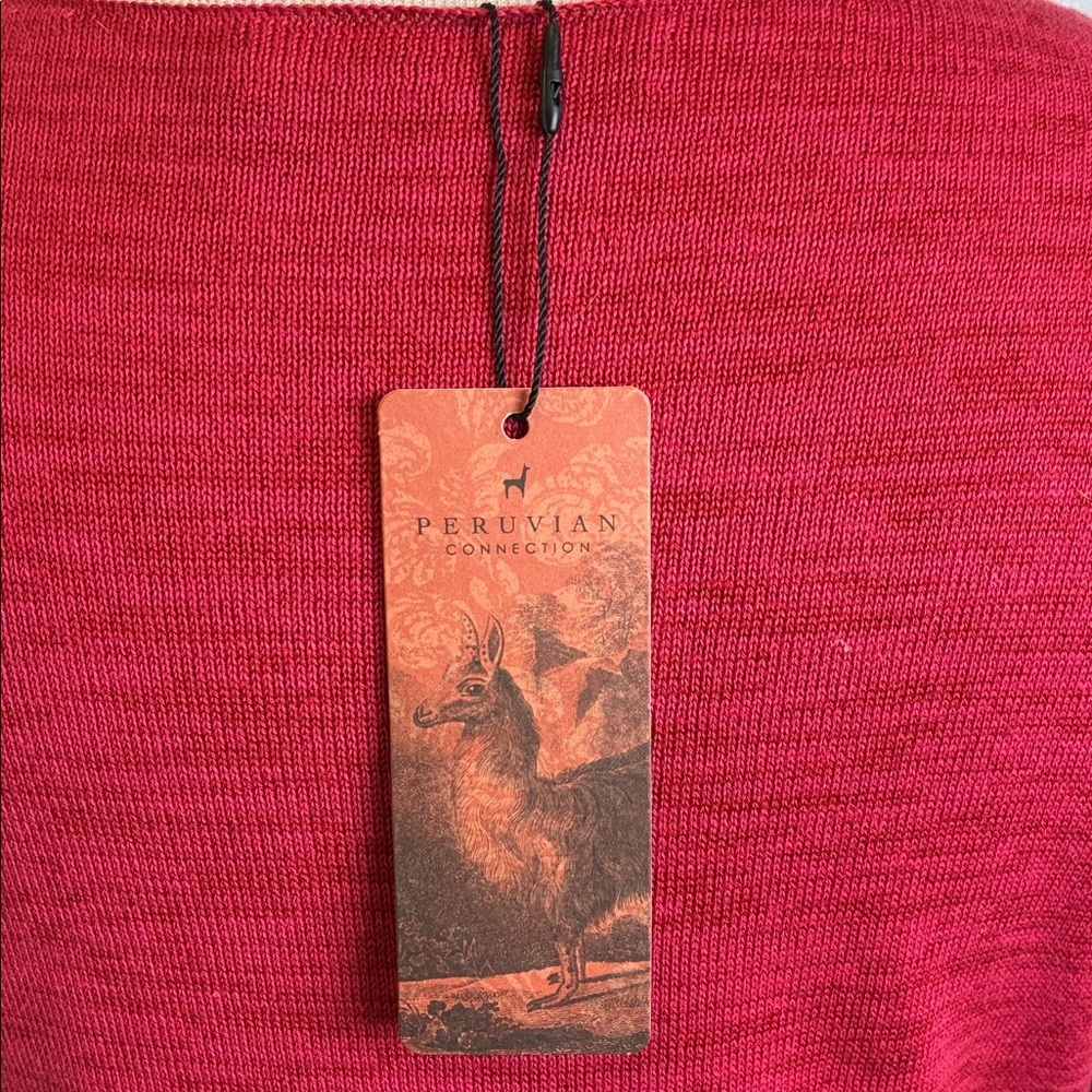 Peruvian Connection Solstice Pima Cotton Knit Maxi Long Sleeve V Neck Dress NWT - Picture 6 of 16